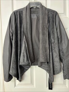 Blank NYC Faux Suede and Faux Leather Jacket Size L Gray